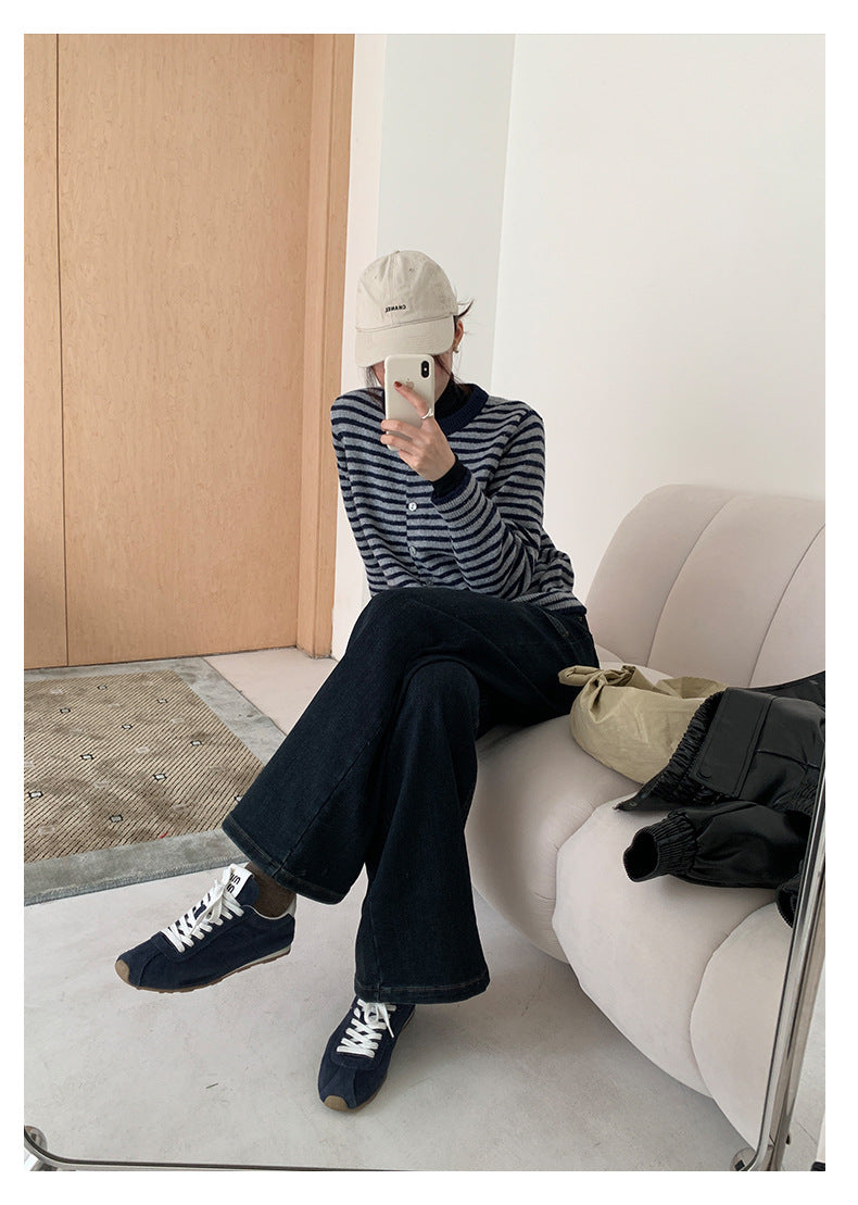 【H5477】實拍S~XL復古加厚高腰直筒牛仔褲251109