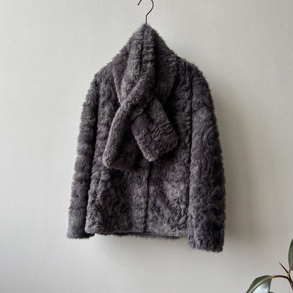 【YH707】實拍高質感毛茸茸仿皮毛保暖一体毛绒外套＋圍巾251113