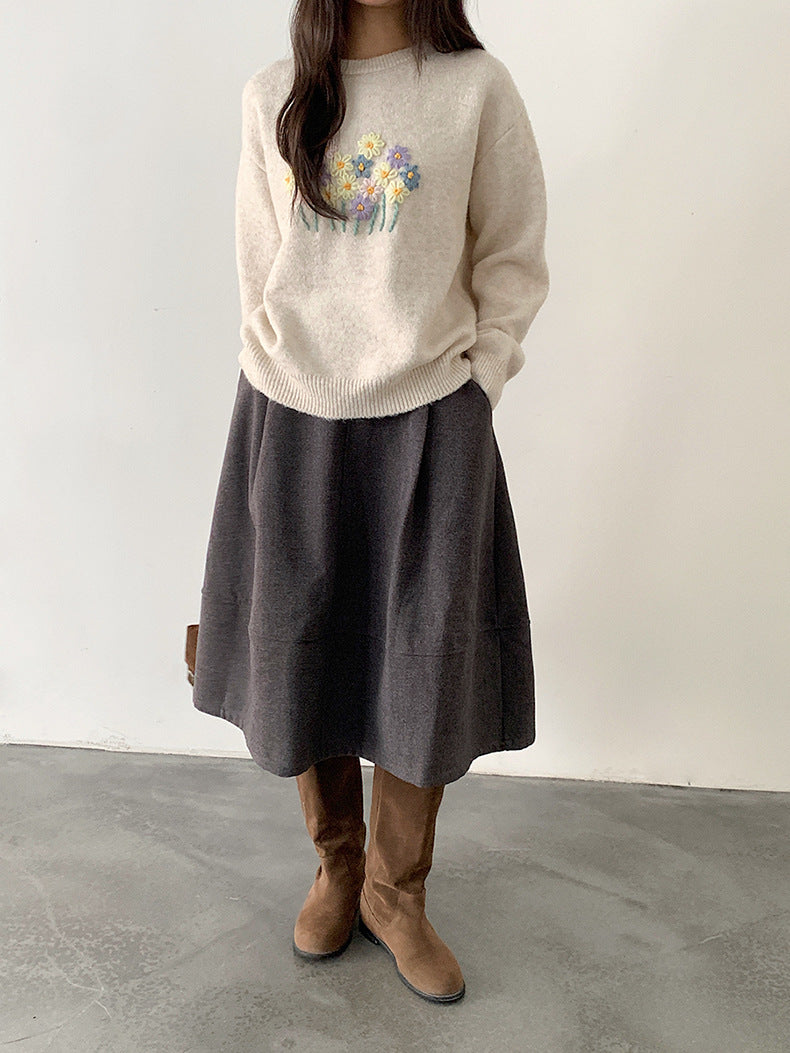 【LD11046】實拍miu感花苞毛尼a字裙251202