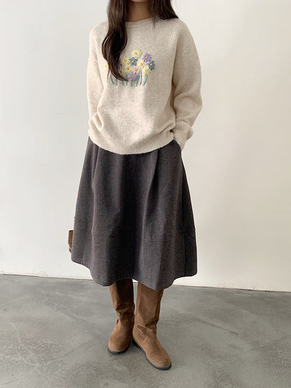 【LD11046】實拍miu感花苞毛尼a字裙251202