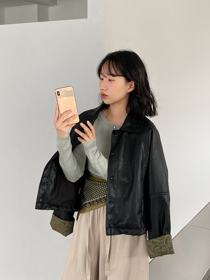 【cimz1667】實拍個性復古黑色工裝皮衣外套251120