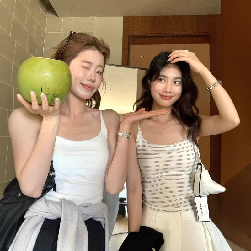 【LTM1605】實拍檸檬家檸檬春夏必備！彈力修身含胸墊/一體杯細肩帶背心260310