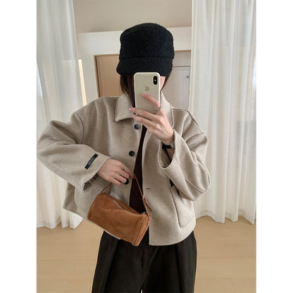 【H565】實拍高級感羊毛混紡羊絨手感外套大衣251021