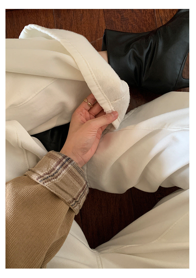 【H5512】實拍S~XL韓國保暖加絨白色牛仔褲251118