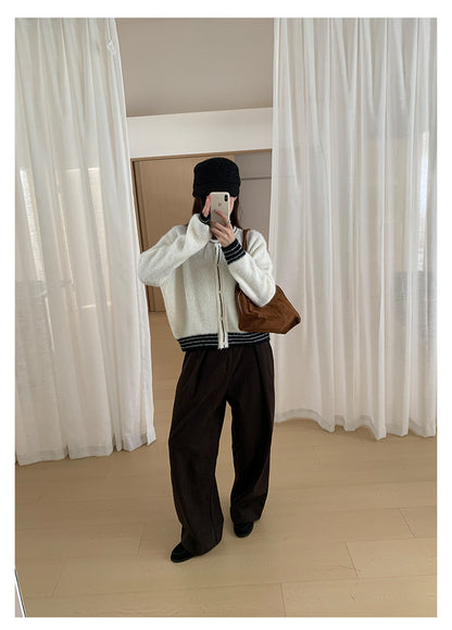 【H566】實拍秋冬高腰斜紋棉挺版西裝長褲（後鬆緊腰）251021