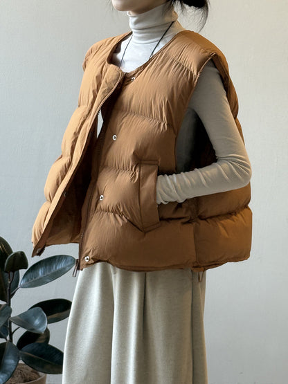 【Y82635】實拍秋冬簡約圓領棉背心251106