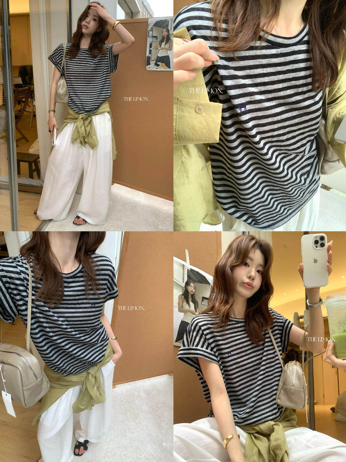 【L10695】韓系復古學院風🐎百搭親膚條紋小馬刺繡圓領短袖T恤260526