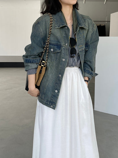 【cimz6321】實拍韓版復古休閒寬鬆牛仔外套260311