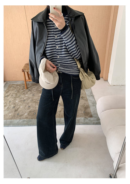 【H5477】實拍S~XL復古加厚高腰直筒牛仔褲251109