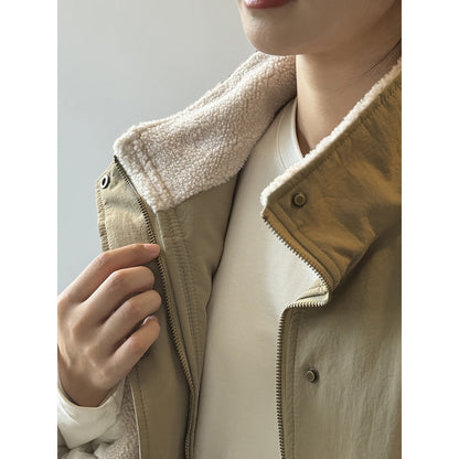 【Y82650】實拍立領帥氣內裡羊羔毛工裝外套251016