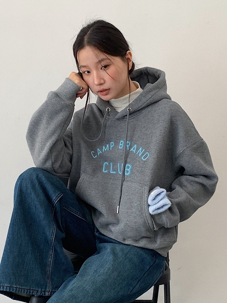 【LD11040】實拍字母印花加厚加絨連帽衞衣251202