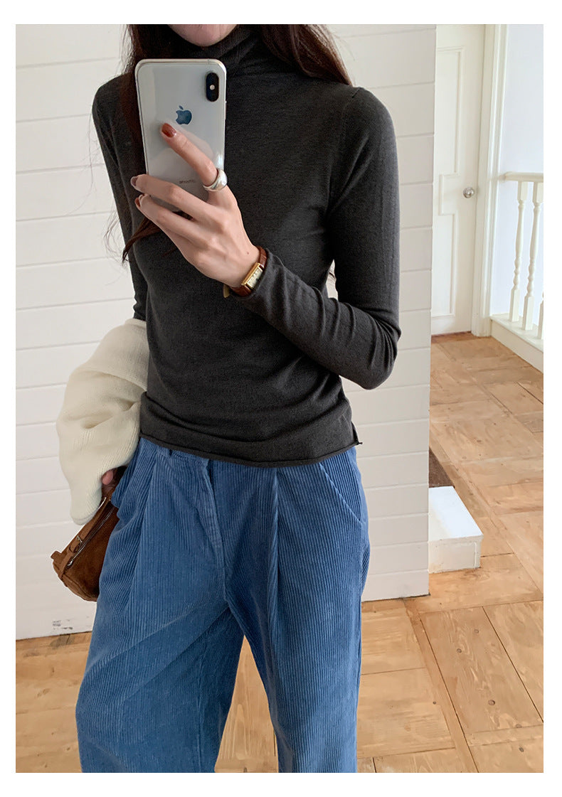 【H5481】實拍基礎6色堆堆領毛針織T恤251109