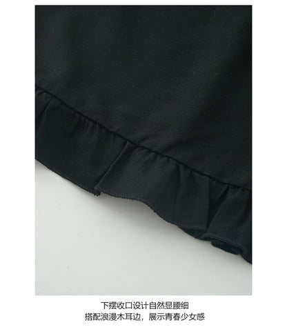 【H5311】韓系夏季方領褶邊裙襬直筒吊帶洋裝250610