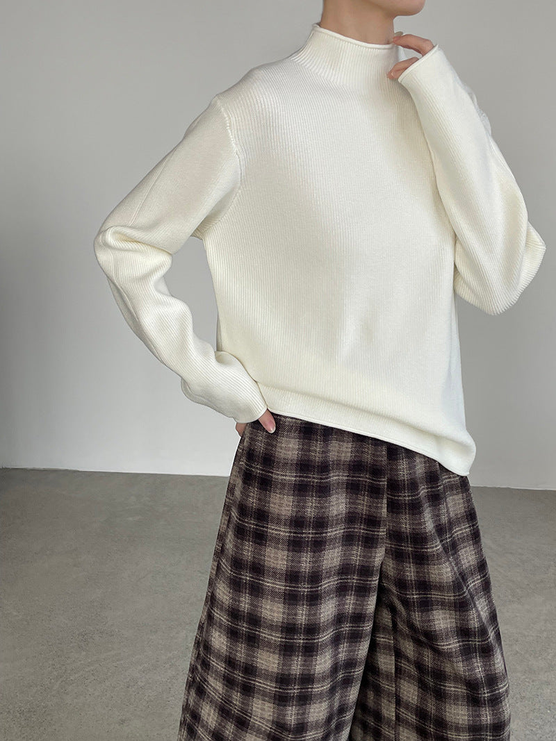 【cimYL713】實拍加厚捲邊半高領保暖針織衫251201