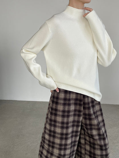 【cimYL713】實拍加厚捲邊半高領保暖針織衫251201