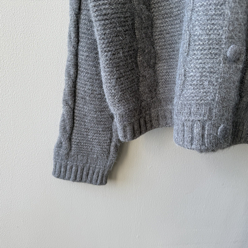 【YP2556】實拍微甜圓領包扣麻花針織外套251023