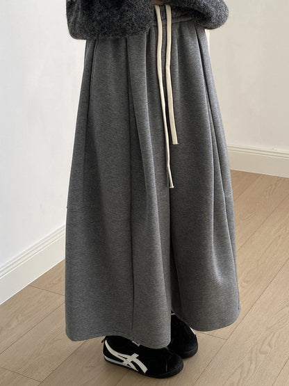 【Y82678】 實拍鬆緊腰抽繩顯瘦闊腿九分褲裙251023