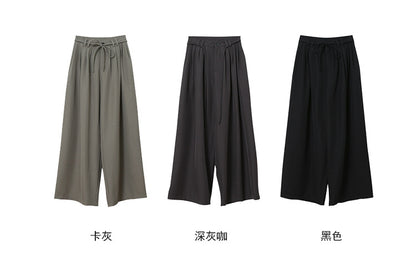 【LD11194】韓系靜奢高級感☕垂墜感打褶高腰寬鬆休閒西裝寬褲260324