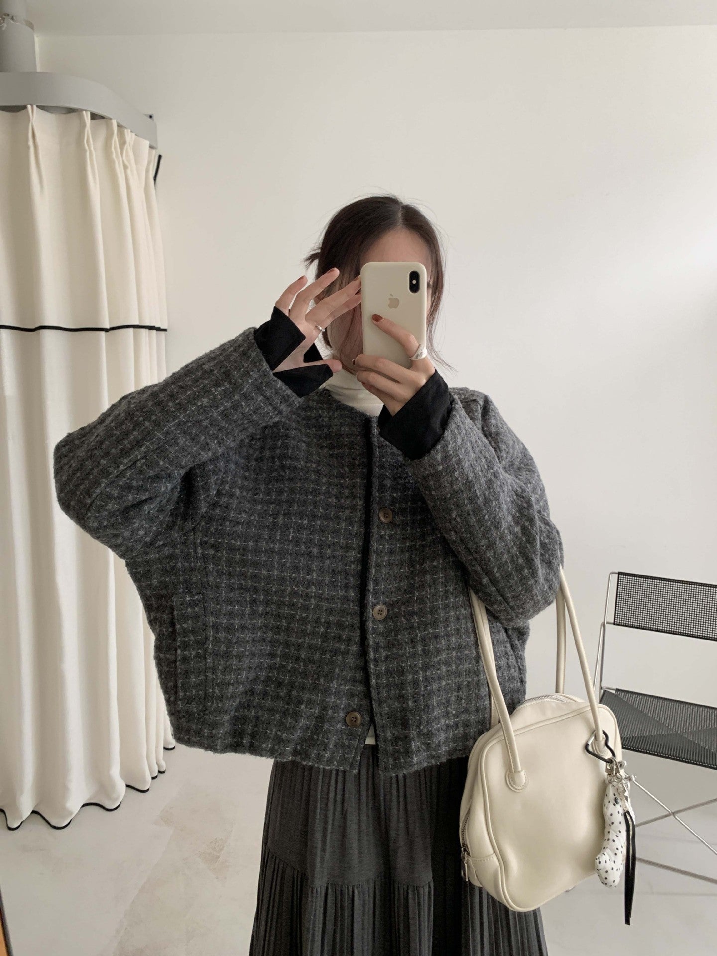 【H5475】實拍小香風粗花呢氣質保暖夾棉外套251109