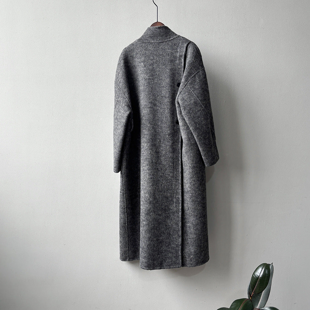 【Y25527】實拍高單質感雙面羊毛呢立領大衣（棉羊毛68%)251106