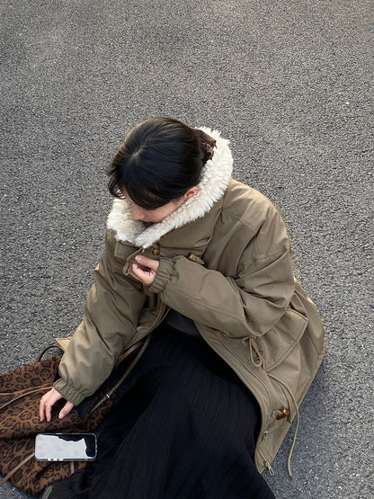 【cimz1727】實拍行走的火爐重工牛角扣大翻領工裝羽絨外套大衣(白鴨絨50)251120