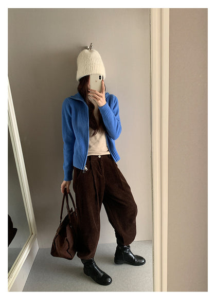 【H559】實拍個性雙拉鍊高領針織外套251021