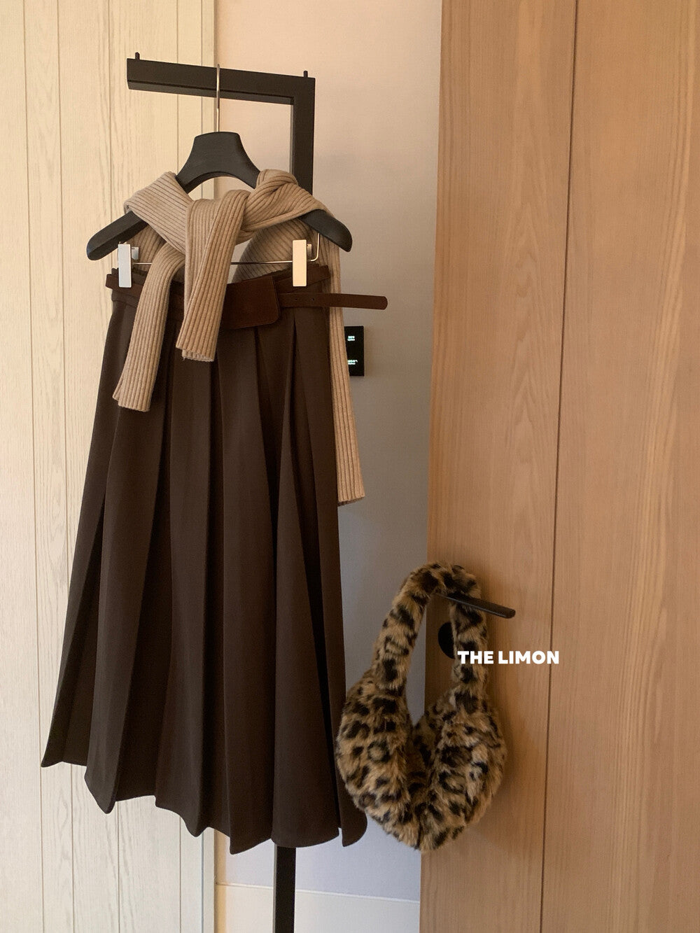 【L1177】實拍檸檬秋冬毛呢星空紋顯瘦百褶裙+腰包251117