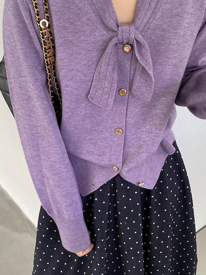 【cimJ8902】實拍氣質小香蝴蝶结針織開衫251114