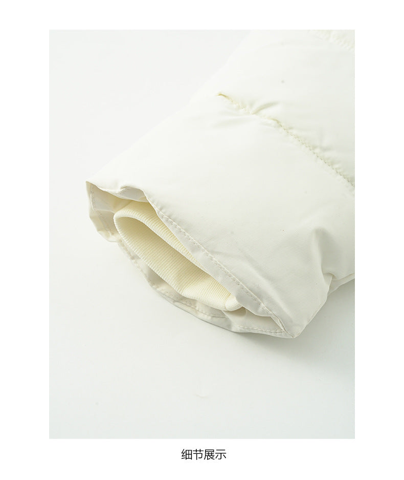 【H5501】實拍奶油風毛領連帽短款加厚棉服251118