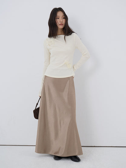 【LD3288】實拍秋冬高腰垂感抓絨厚款緞面魚尾裙251103