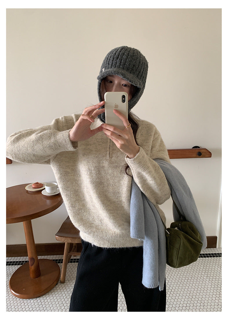 【H5513】實拍老錢風POLO領長袖針織毛衣251118