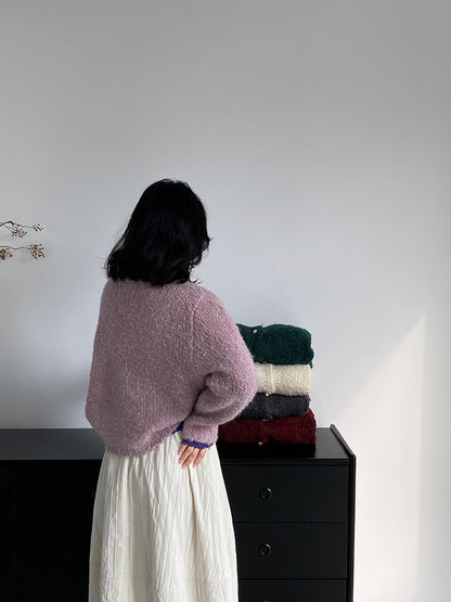 【cimz1391】實拍毛茸茸可愛羊毛針織毛衣開衫（羊毛14%)251201