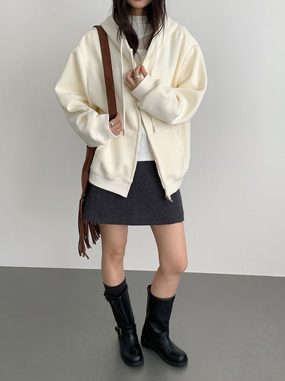 【LD11030】實拍冬季慵懶加絨加厚連帽衞衣外套251124