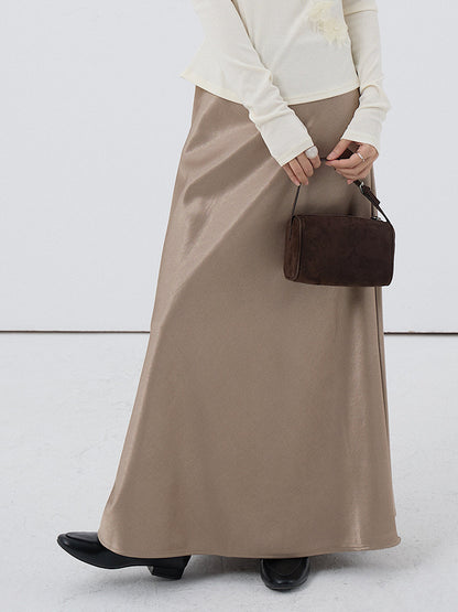 【LD3288】實拍秋冬高腰垂感抓絨厚款緞面魚尾裙251103