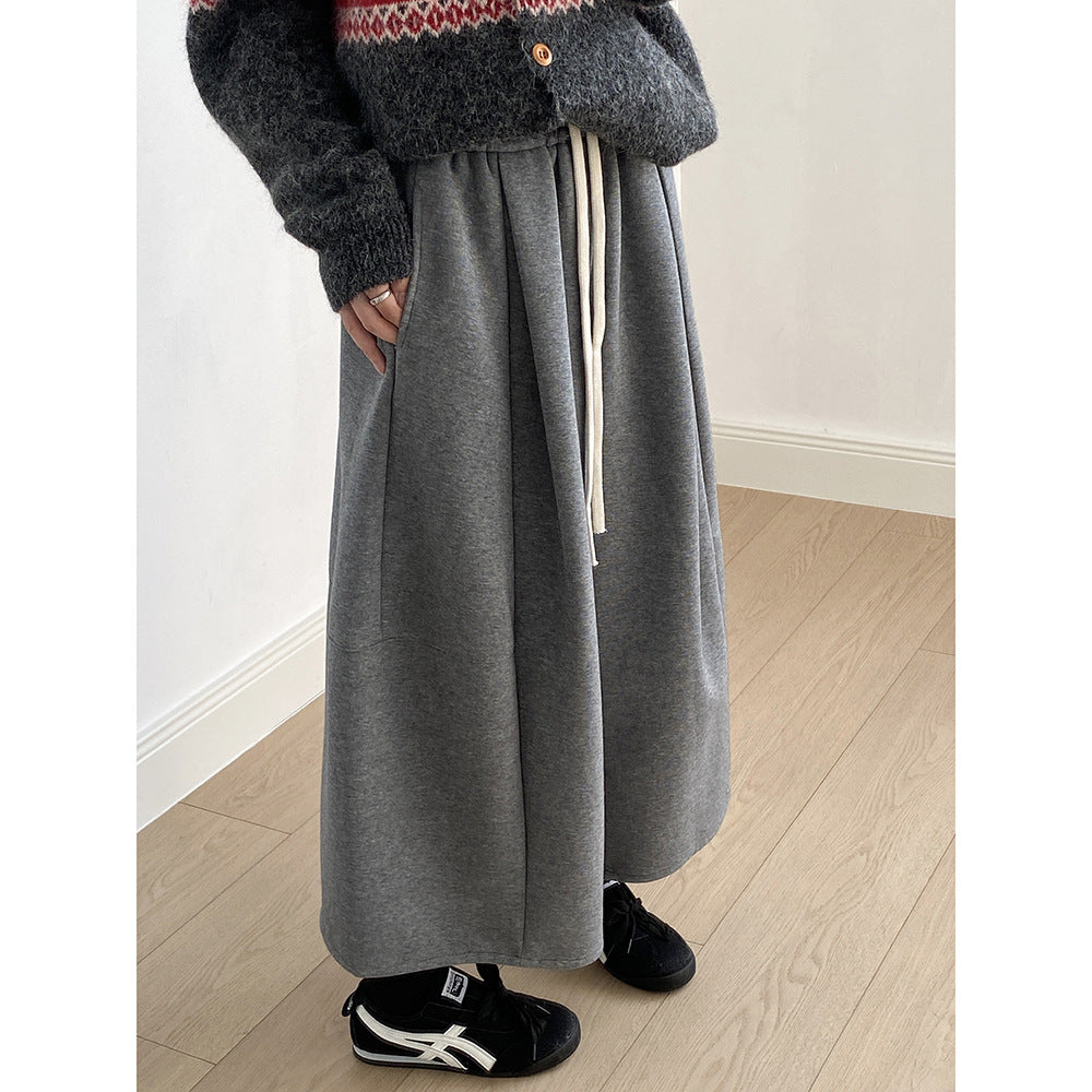 【Y82678】 實拍鬆緊腰抽繩顯瘦闊腿九分褲裙251023