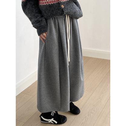 【Y82678】 實拍鬆緊腰抽繩顯瘦闊腿九分褲裙251023