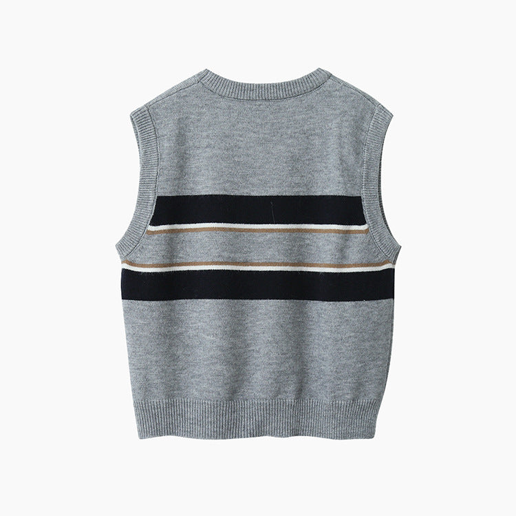 【LD11014】實拍學院感條紋圓領針織毛衣251110