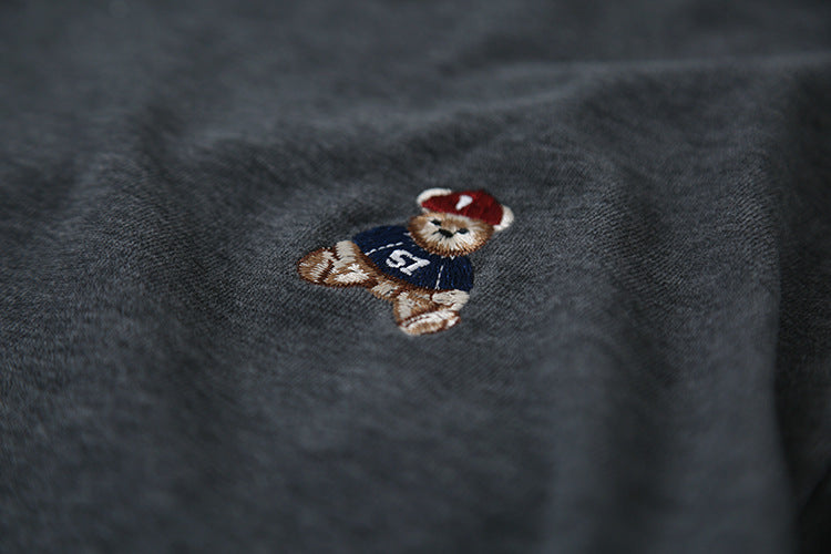 【LD11025】實拍舒適小熊刺繡寬鬆長袖T恤251124