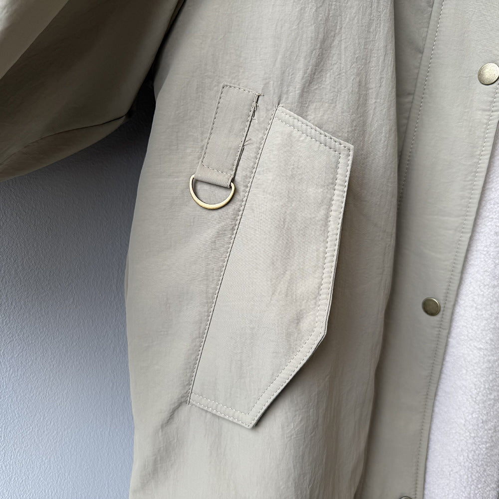 【Y82650】實拍立領帥氣內裡羊羔毛工裝外套251016