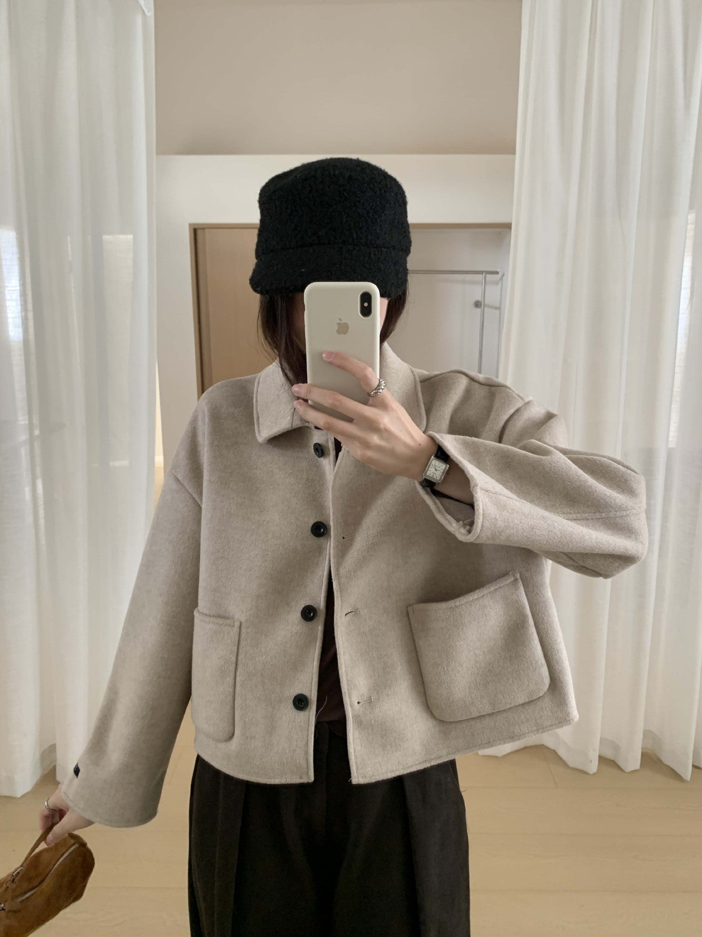 【H565】實拍高級感羊毛混紡羊絨手感外套大衣251021