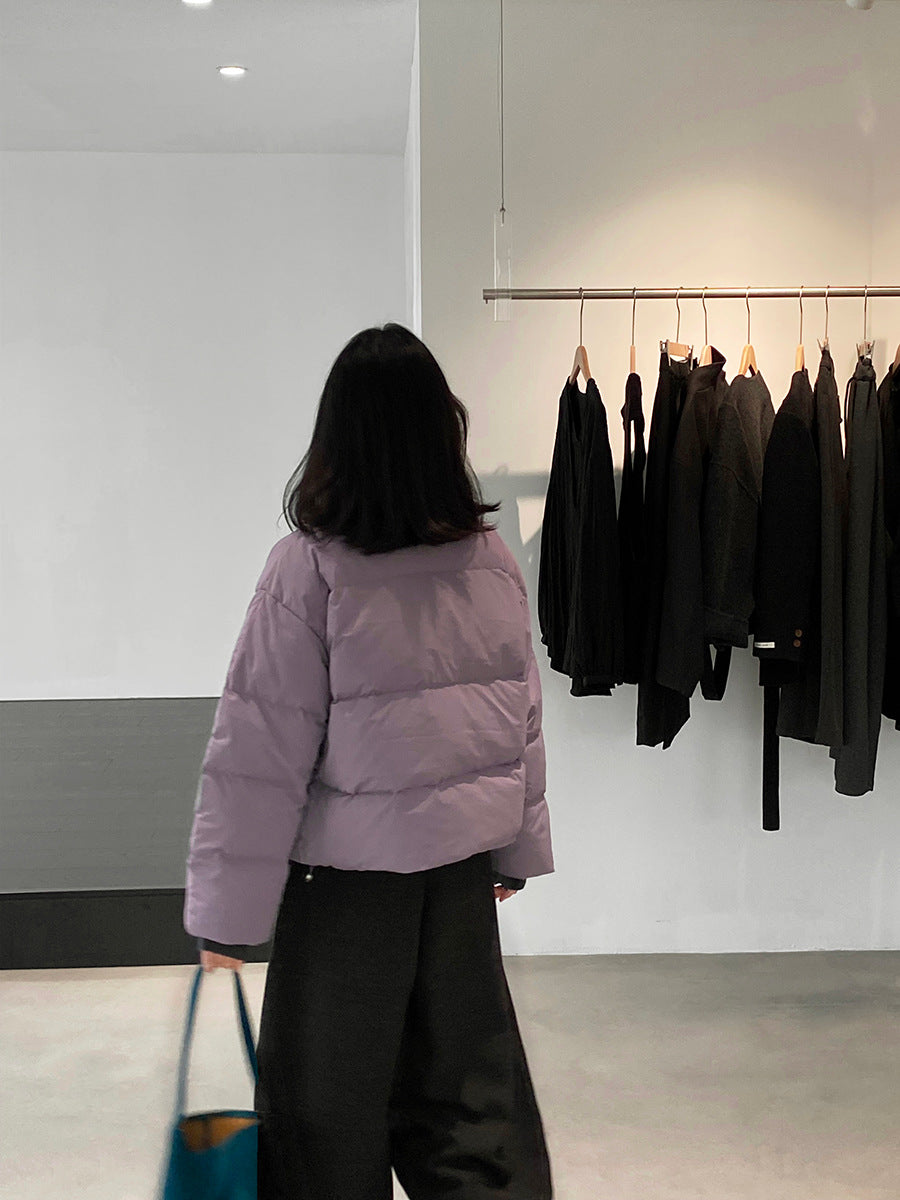 【cimz6385】實拍氣質芋色保暖白鴨絨外套＋圍脖（白鴨絨90)251120