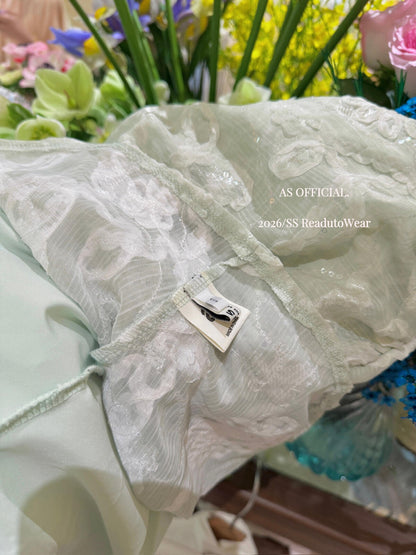 【L26268】實拍仙氣純慾風🌸氣質立體花朵抓皺平口上衣/抹胸260330
