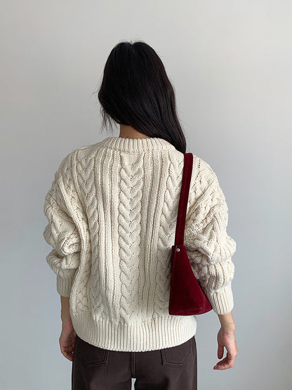 【LD11003】實拍冬季加厚麻花長袖圓領毛衣251110