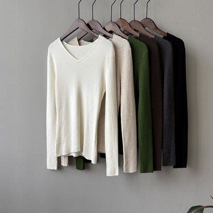 【YP313】實拍冬季氣質簡約v領針織衫251113