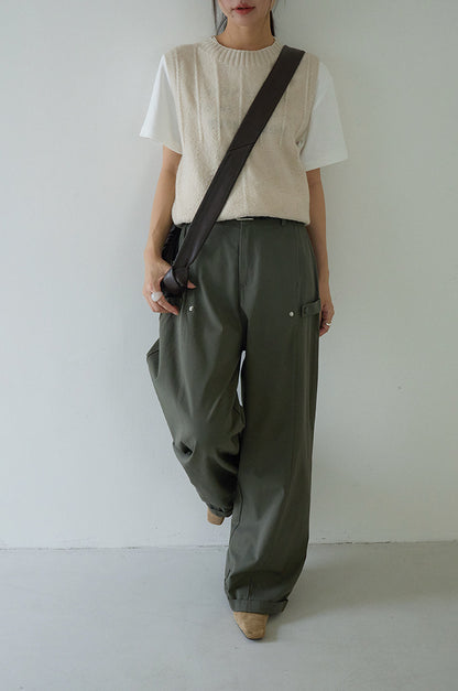 【L3121】實拍美式工裝闊腿休閒褲+朋克風腰帶250825