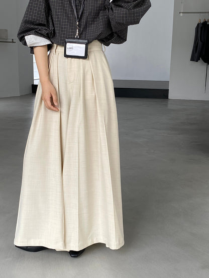 【cim1653】實拍秋日必備高腰壓褶大擺西裝褲251030