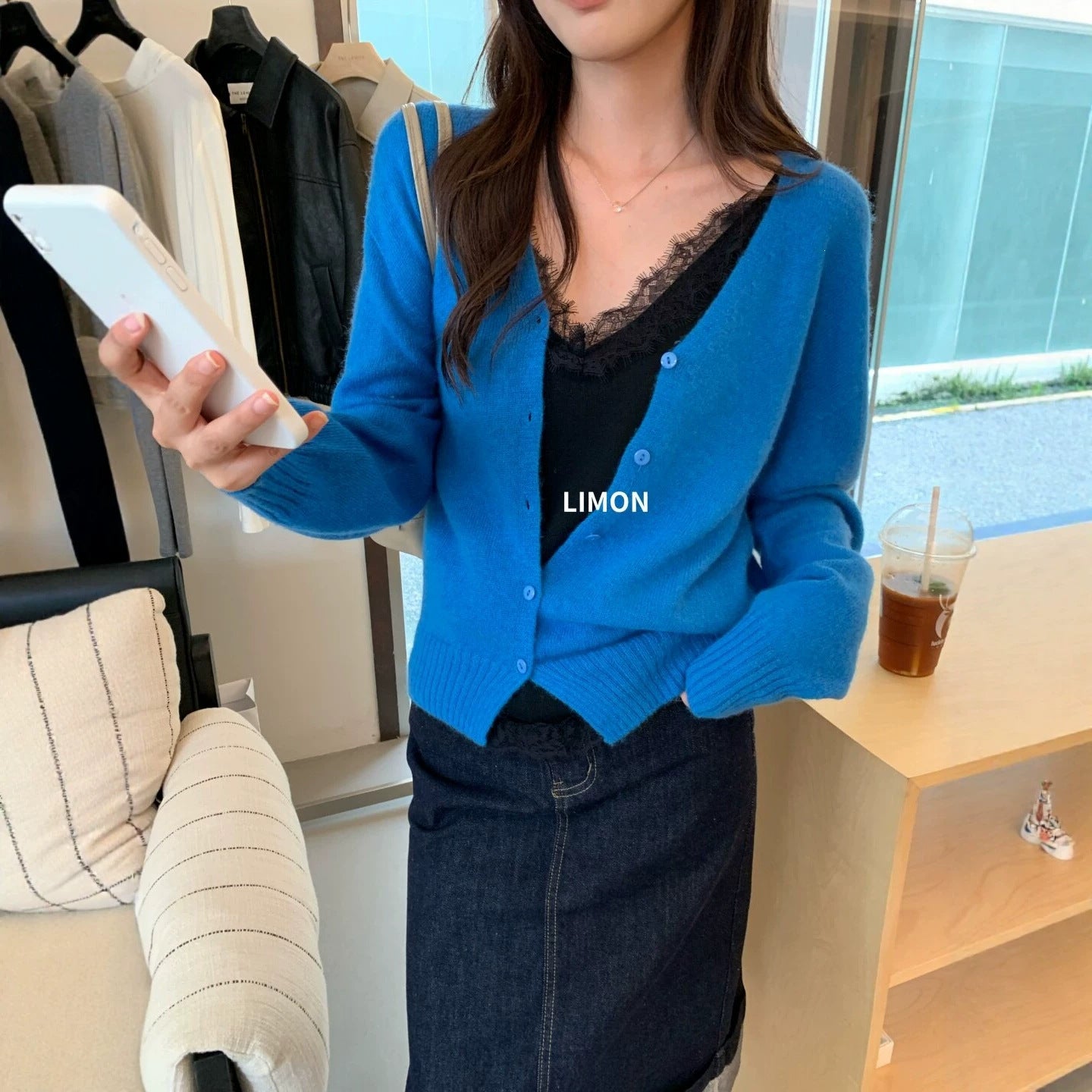 【LNM8600】檸檬家羊毛100%鬆軟慵懶・V領短版針織外套260909