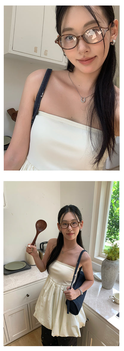 【H5340】實拍簡約時髦平口花苞長上衣250624