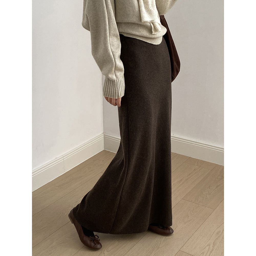 【YP682】 實拍高腰軟糯垂感針織長裙251023