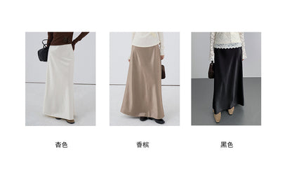 【LD3288】實拍秋冬高腰垂感抓絨厚款緞面魚尾裙251103